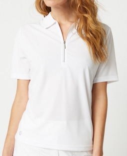 SPECIAL GGblue Ladies Jane Half Sleeve Length Golf Polo Shirts - ESSENTIALS (Basic White)