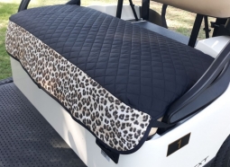 GolfChic Bags Ladies Golf Cart Seat Covers - Black Quilt w/ Brown Leopard Print Trim & Black Binding