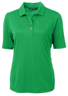 SALE Cutter & Buck Ladies Virtue Elbow Sleeve Golf Polo Shirts - Kelly Green