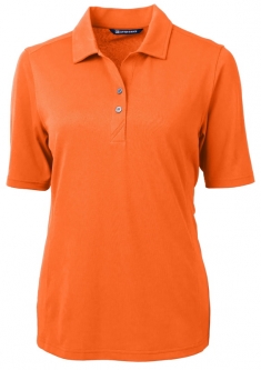 SALE Cutter & Buck Ladies Virtue Elbow Sleeve Golf Polo Shirts - Orange Burst