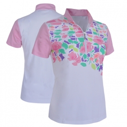 Monterey Club Ladies Water Sprout Digital Print Short Sleeve Golf Shirts - Two Colors