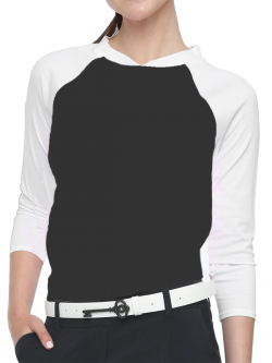 Belyn Key Ladies Hybrid ¾ Sleeve Golf Pullovers - ESSENTIALS (Chalk/Onyx)