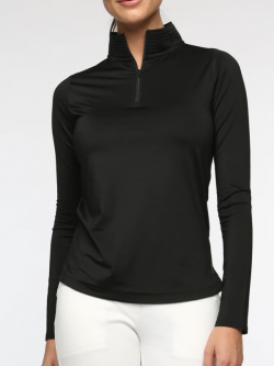 Belyn Key Ladies BK Long Sleeve Mock Golf Shirts - ESSENTIALS (Onyx)