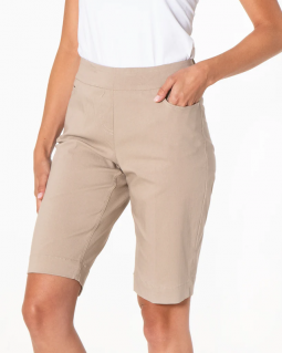 SlimSation Ladies 20" Pull On Golf Shorts - Stone