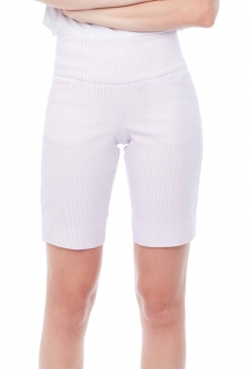 Swing Control Ladies 10" Pull On Print Golf Shorts - White/Lilac Stripe