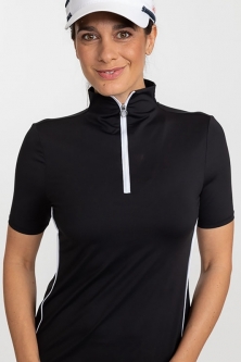 Kinona Ladies Keep It Covered Short Sleeve Golf Shirts - Kilauea/Essentials (Black)