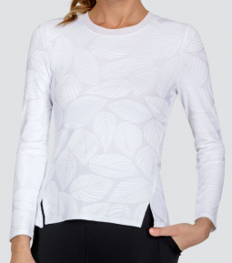 SALE Tail Ladies Cosima Long Sleeve Tennis/Golf Shirts - WHITES (Fading Leaves Chalk)