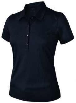 SALE Monterey Club Ladies Floral Emboss Short Sleeve Golf Polo Shirts - Black & Rose Quartz