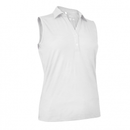 Monterey Club Ladies & Plus Size Solid Texture Sleeveless Golf Polo Shirts - White