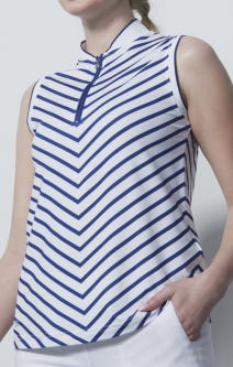 Daily Sports Ladies & Plus Size SALERNO Sleeveless Stripe Golf Shirts - Spectrum White