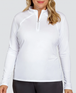 Tail Ladies Amelia Long Sleeve Mock Tennis/Golf Shirts - WHITES (Chalk White)