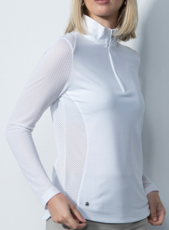 Daily Sports Ladies BRINDISI Long Sleeve Half Neck Golf Shirts - White