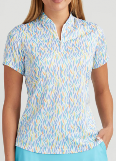 SALE Bermuda Sands Ladies Belinda Short Sleeve Print Golf Shirts - White