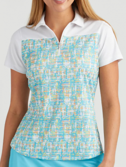 SALE Bermuda Sands Ladies Ettie Short Sleeve Golf Polo Shirts - Azure