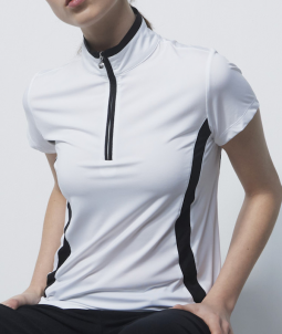 Daily Sports Ladies VICHY Cap Sleeve Zip Golf Shirts - White