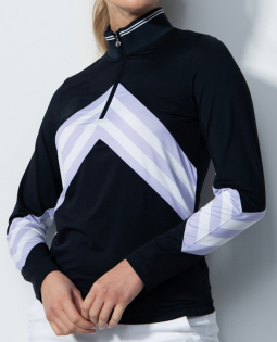Daily Sports Ladies BARI Long Sleeve Half Neck Golf Shirts - Navy