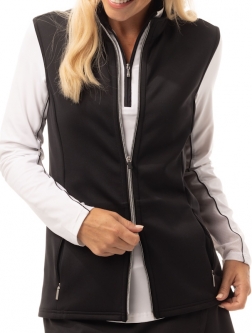SanSoleil Ladies SOL-LAYER Sleeveless Full Zip Golf Vests - Black