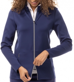 SanSoleil Ladies SOL-LAYER Long Sleeve Full Zip Golf Jackets - Navy