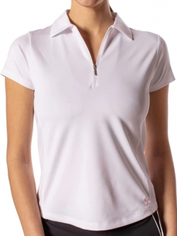 SPECIAL Golftini Women's Plus Size Short Sleeve Zip Golf Polo Shirts - White
