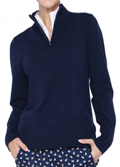 Belyn Key Ladies Long Sleeve Quarter Zip Golf Sweaters - ESSENTIALS (Ink)