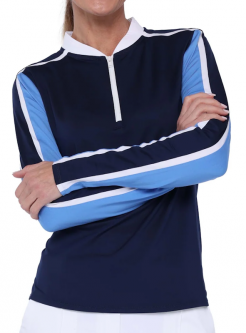 Belyn Key Ladies Venus Long Sleeve Golf Shirts - AMERICAN BEAUTY (Ink/Chalk/Marine)