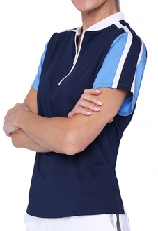 Belyn Key Ladies Venus Short Sleeve Golf Shirts - AMERICAN BEAUTY (Ink/Chalk/Marine)