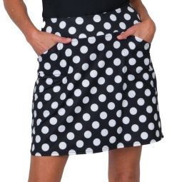 JoFit Women's Plus Size 17" Mina Pull On Golf Skorts - Cranberry Cosmo (Black Base Dot)